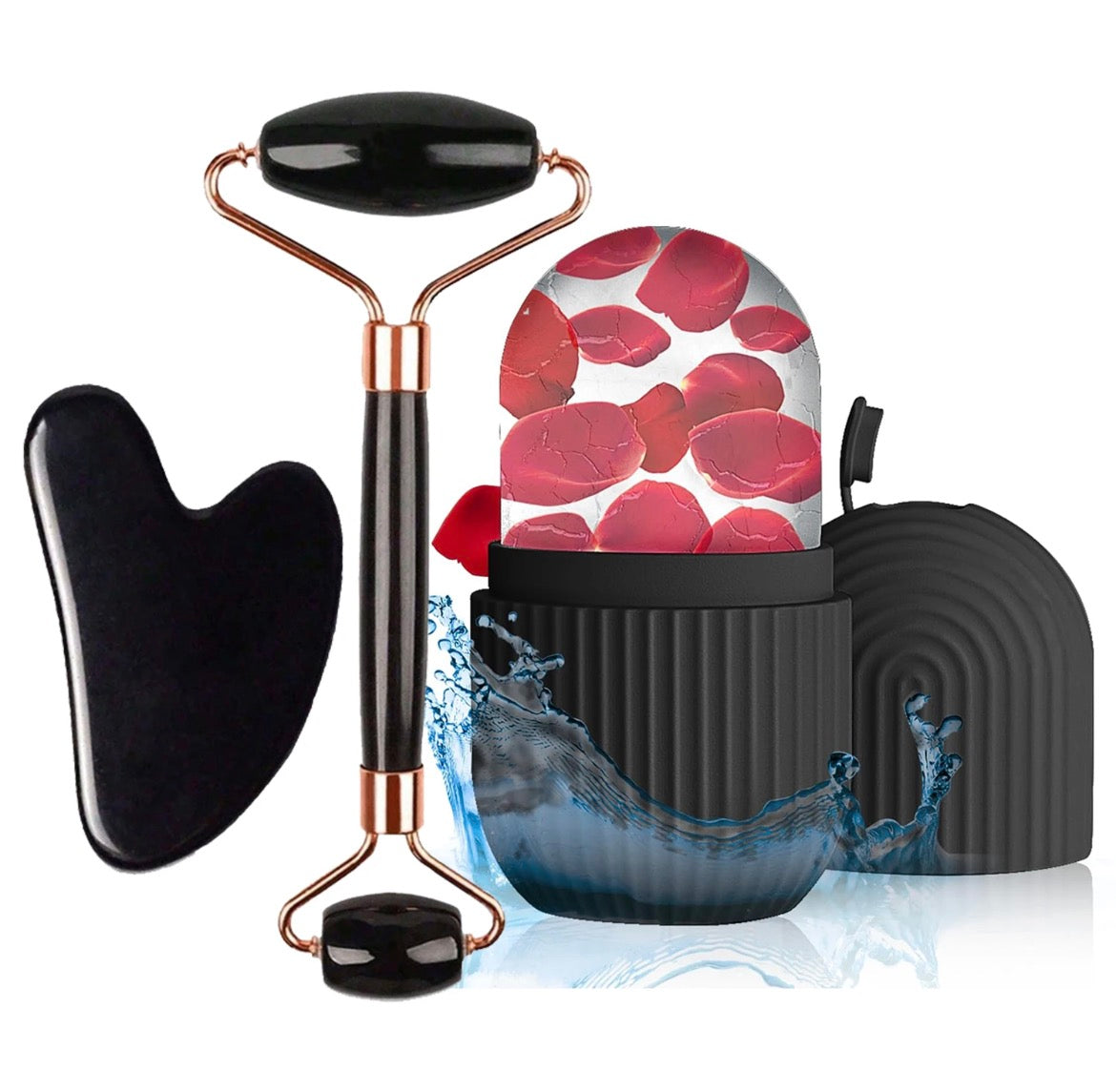 Set de Rodillo de Hielo + Gua Sha