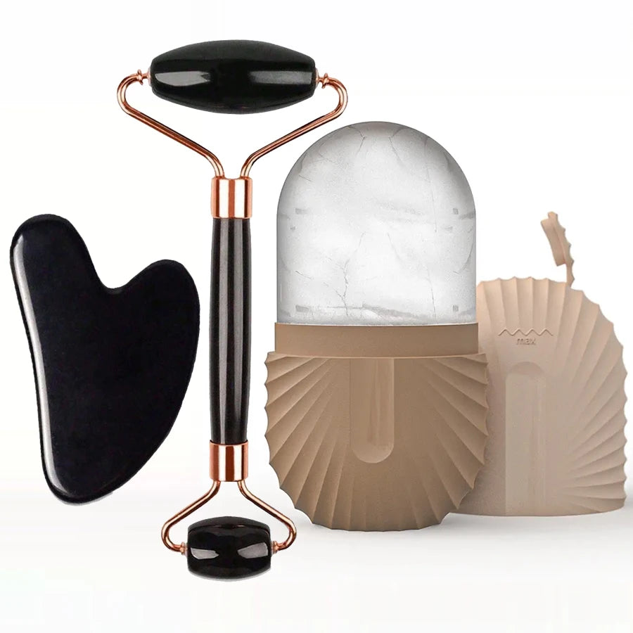 Set de Rodillo de Hielo + Gua Sha