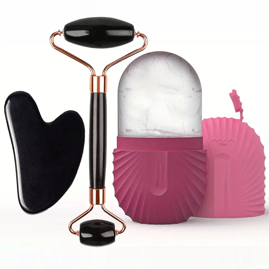 Set de Rodillo de Hielo + Gua Sha