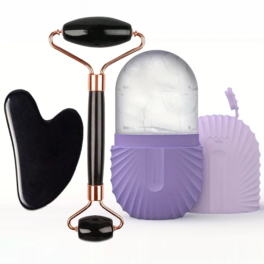 Set de Rodillo de Hielo + Gua Sha