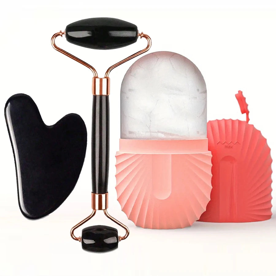 Set de Rodillo de Hielo + Gua Sha