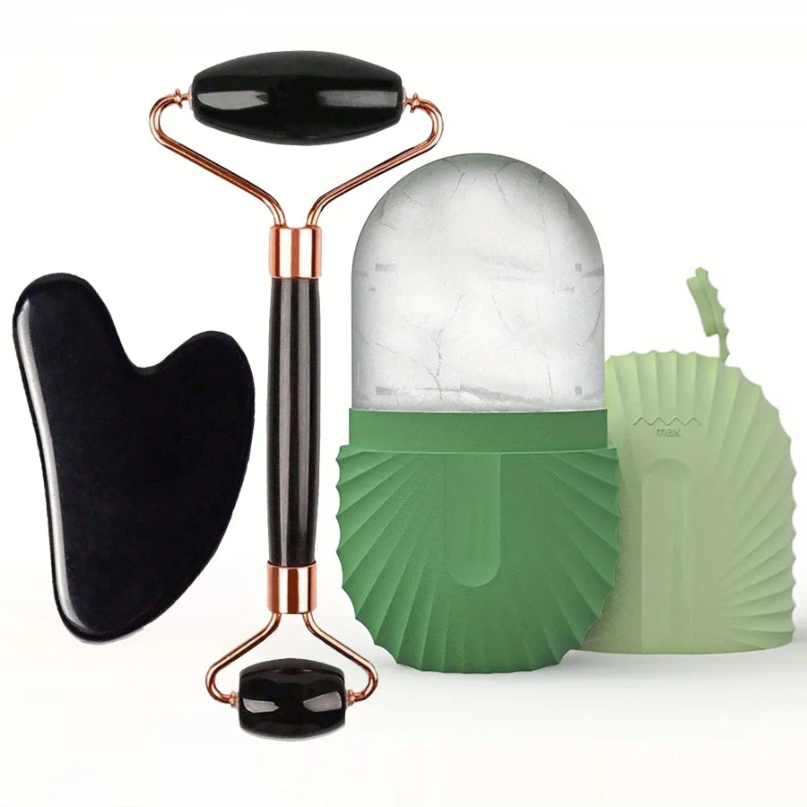 Set de Rodillo de Hielo + Gua Sha